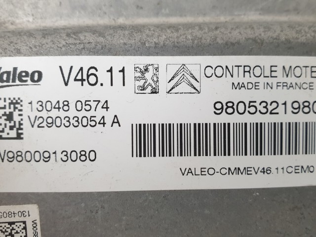 510875 Peugeot 208, 2013, Motorvezérlő, ECU, 9805321980, Valeo, V29033054A