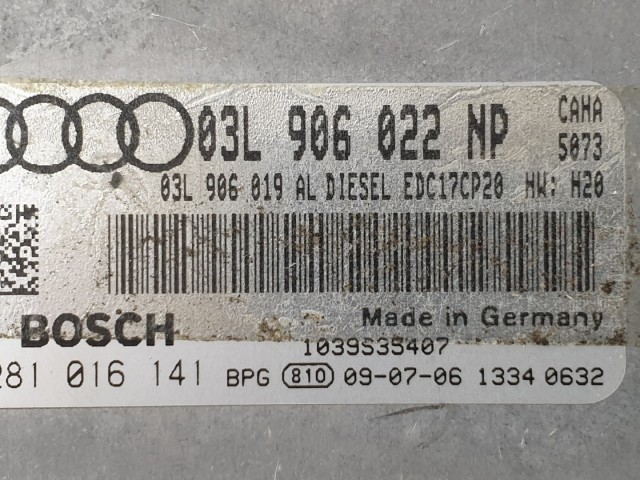 510877 Audi A4, A5, 2009, Motorvezérlő, ECU, 0281016141, Bosch, 03L906022NP.