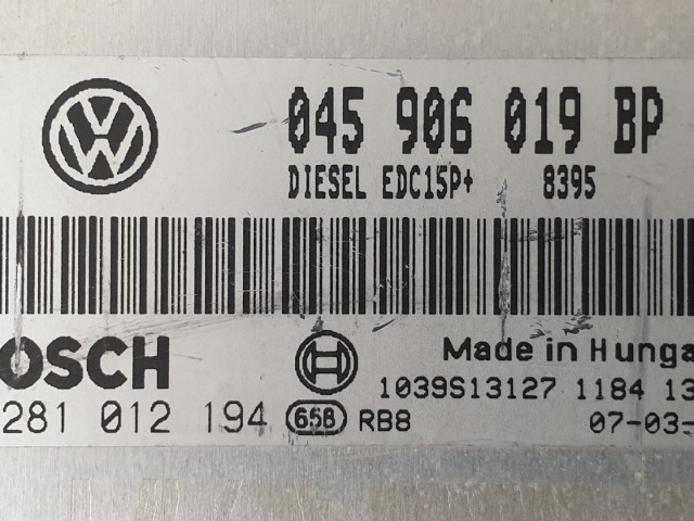 510882 VW Polo, 2007, 1.4 D, Motorvezérlő, ECU, 0281012194, 045906019BP, Bosch.