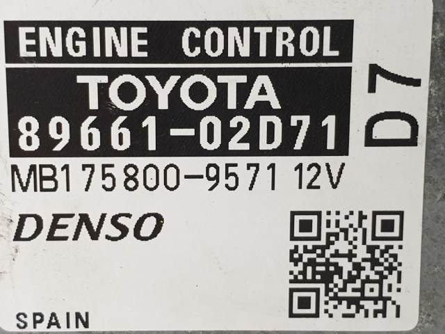 510884 Toyota Auris D, 2008, Motorvezérlő, ECU, 89661-02D71, Denso.