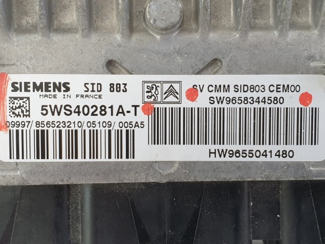 504338 Citroen C4, 2005, Motorvezérlő, Ecu, 9658344580, 5WS40281A-T, Siemens.