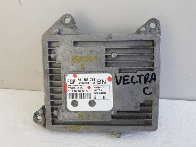 504352 Opel Vectra C, Motorvezérlő, Ecu, 55558714, 5WK91113, Siemens.