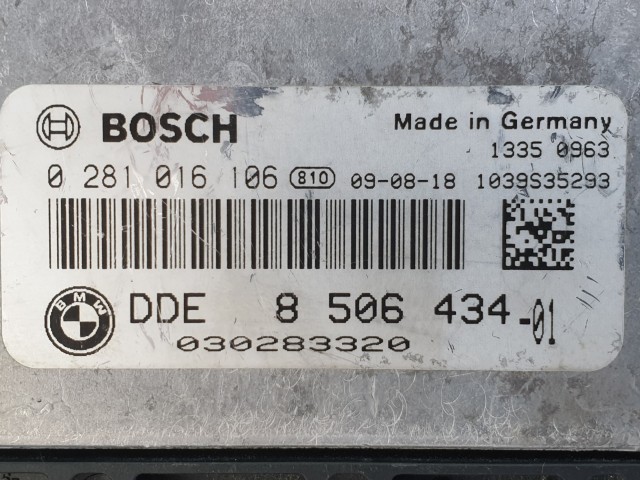 504356 Bmw 1,  3, D, 2009, Motorvezérlő, Ecu, 850643401, 0281016106, Bosch.