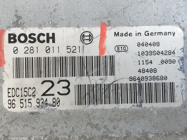 504357 Citroen Xsara Picasso, Motorvezérlő, Ecu, 9651593480, 0281011521, Bosch.