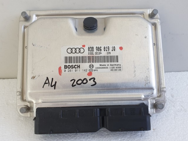 504358 Audi A4 B6, 2003, Motorvezérlő, Ecu, 0281011142, 038906019JQ, Bosch.