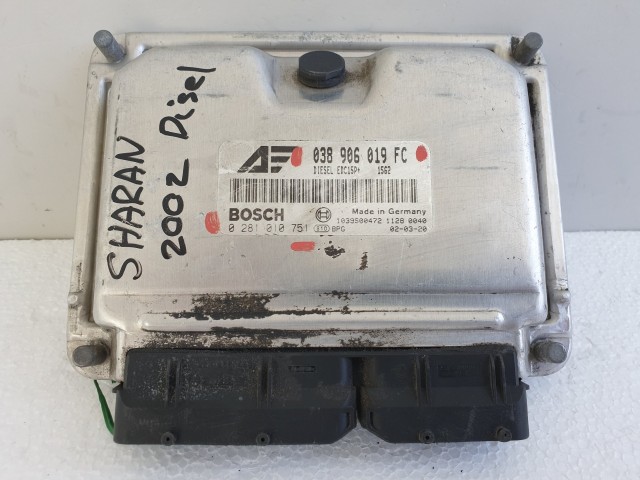 504364 VW Sharan 2002, Motorvezérlő, Ecu, 0281010751, 038906019FC, Bosch.