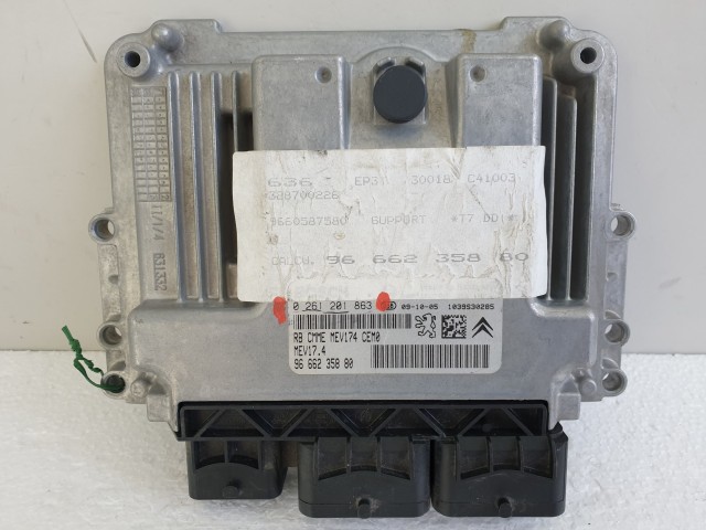 504365 Peugeot 308, 2009, Motorvezérlő, Ecu, 0261201863, 9666235880, Bosch.