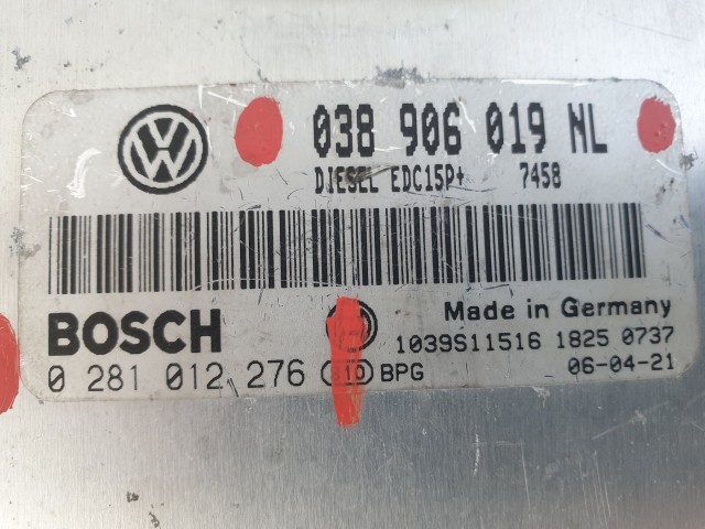 504368 Seat Ibiza 2006, Motorvezérlő, Ecu, 0281012276, 038906019NL, Bosch.