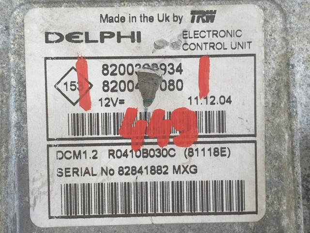 504374 Renault Modus, Motorvezérlő, Ecu, 820449080, 8200398934, Delphi.