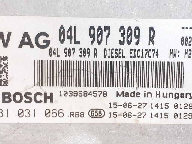 508547 Seat Leon 2015, Motorvezérlő, Ecu, 0281031066, 04L907309R, Bosch.