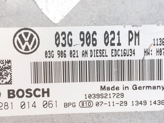 508554 VW Golf 5, Motorvezérlő, Ecu, 0281014061, 03G906021PM, Bosch.