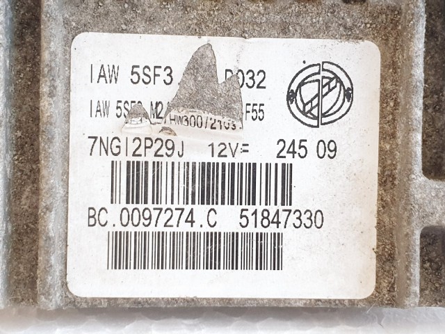 508563 Fiat Grande Punto Motorvezérlő, Ecu, BC0097274C, 51847330, 