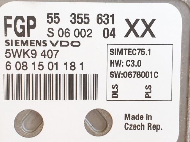 508576 Opel Vectra C, Motorvezérlő, ECU, 5WK9407, 55355631. Zafira B,.