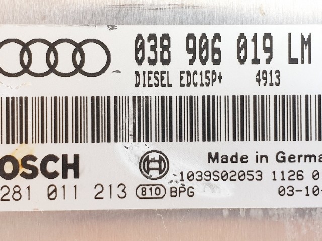 508584 Audi A6, 2003, Motorvezérlő, Ecu, 0281011213, 038906019LM, Bosch.