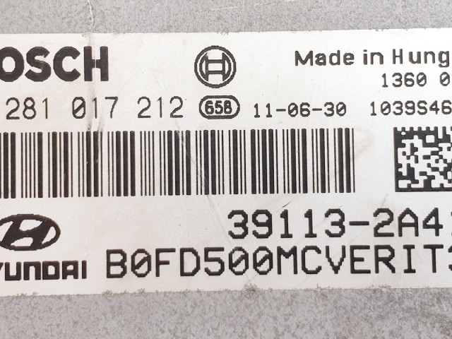 508590 Hyundai 2011, Motorvezérlő, 39113-2A412, 0281017212, Bosch.