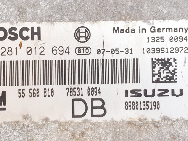 508592 Opel Zafira B, Motorvezérlő, Ecu, 0281012694, 55560810, Bosch.