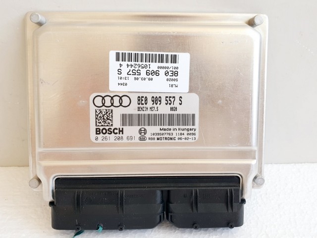 508599 Audi A4, 2006, Motorvezérlő, Ecu, 0261208691, 8E0909557S, Bosch.