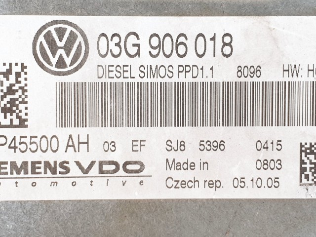 508601 VW Passat B6, Motorvezérlő, 5WP45500AH, 03G906018, Siemens.