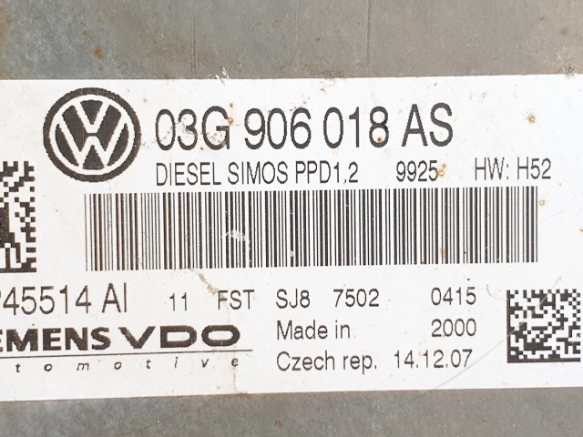 508606 VW Passat B6, Motorvezérlő, 5WP45514AI, 03G906018AS, Siemens.