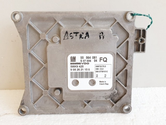 508628 Opel Astra H, Motorvezérlő, Ecu, 55564081, 5WK9425, Siemens.