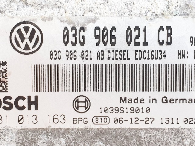 508634 VW Passat B6, Motorvezérlő, Ecu, 0281013163, 03G906021CB, Bosch.