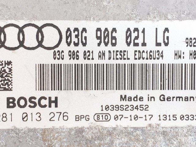 508635 Audi A3 8P, Motorvezérlő, Ecu, 0281013276, 03G906021LG, Bosch.