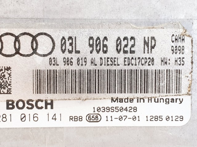 508641 Aud, A5, A4, Motorvezérlő, ECU, 0281016141, 03L906022NP. Bosch.