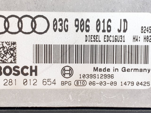 508650 Audi A4 B7, 2006, Motorvezérlő, 0281012654, 03G906016JD, Bosch.