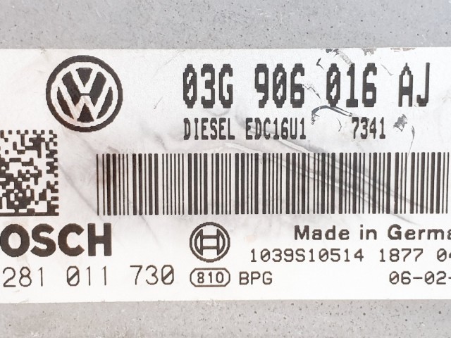 508653 Seat Leon, Motorvezérlő, Ecu, 0281011730, 03G906016AJ Bosch.