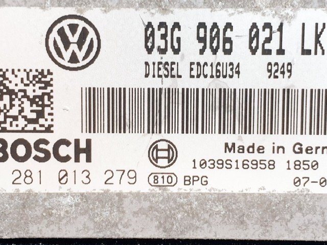 508677 Seat Leon Motorvezérlő, Ecu, 0281013279, 03G906021LK, Bosch.