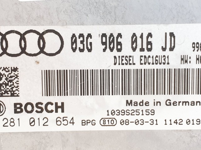 508681 Audi A4 B7, 2008, Motorvezérlő, 0281012654, 03G906016JD, Bosch.