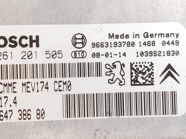 508683 Peugeot 308, Motorvezérlő, 9664738680, 0261201505 Bosch