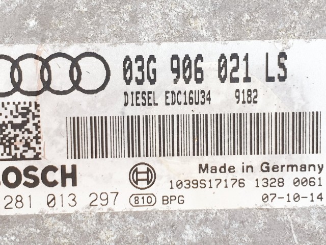 508698 Audi A3 8P, Motorvezérlő, Ecu, 0281013297, 03G906021LS, Bosch.