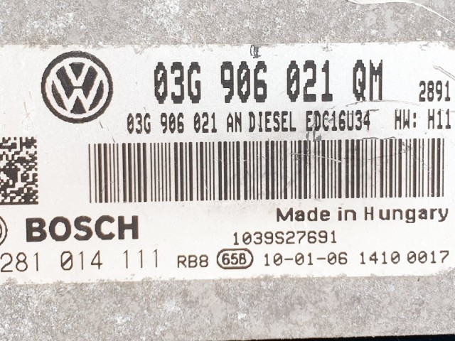 508702 Skoda SuperB, Motorvezérlő, 0281014111, 03G906021QM, Bosch.