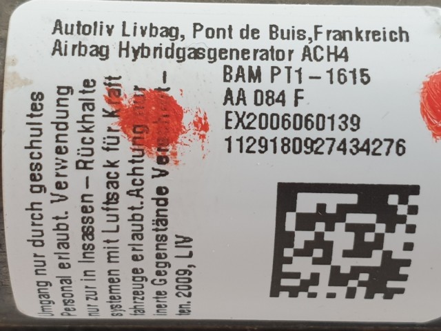 509317 Renault Megane 3, 2010, Jobb Függönylégzsák, Légzsák. EX2006060139.
