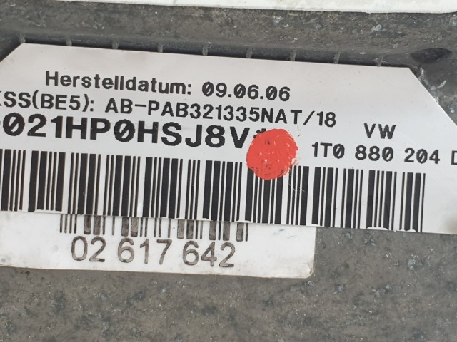 509335 VW Touran 2006,  Utasoldali Légzsák, 1T0880204D.