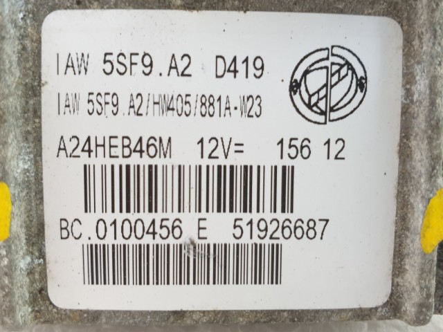 511326 Fiat Punto Evo, Motorvezérlő, Ecu, BC0100456E, 51926687, 