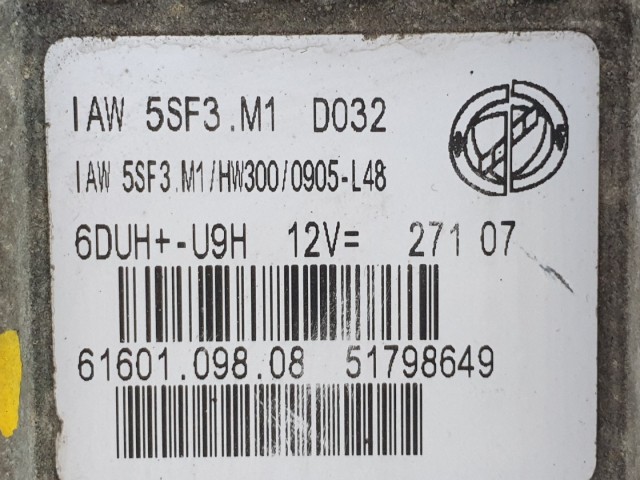 511327 Fiat Grande Punto, Motorvezérlő, ECU, 6160109808, 51798649.