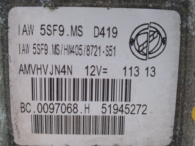 511329 Fiat 500, Motorvezérlő, Ecu, BC0097068H, 51945272.