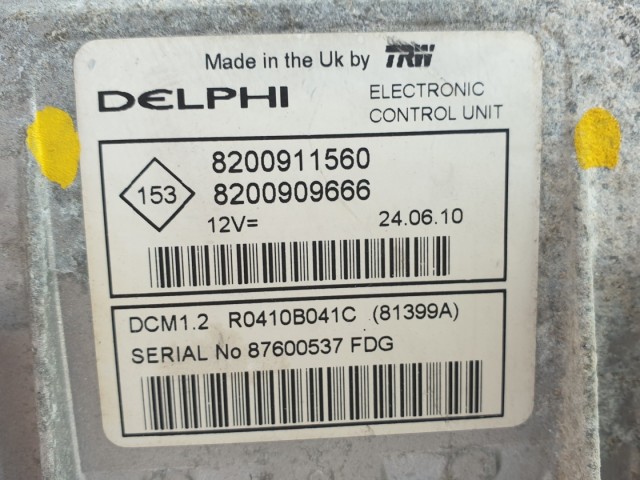 511332 Renault Modus 2010 Motorvezérlő, Ecu, 8200911560, 8200909666 Delphi.