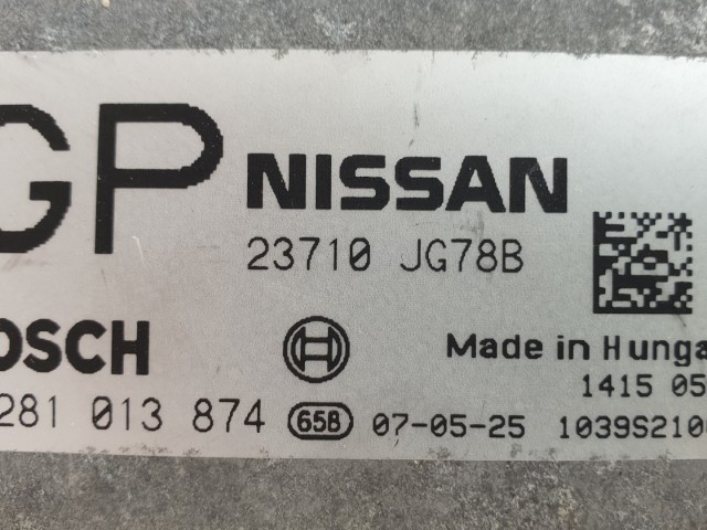 511351 Nissan X Trail, 2007, Motorvezérlő, 23710JG78B, 0281013874. Bosch.