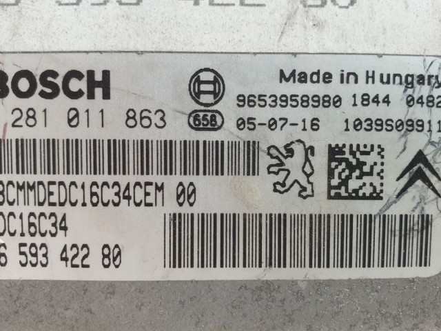511356 Citroen C4 , 2005, Motorvezérlő, 0281011863, 9659342280. Bosc.