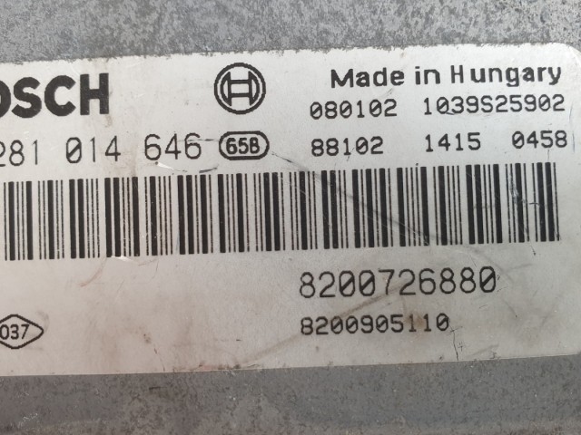 511358 Renault Laguna 3, Motorvezérlő, 8200726880, 0281014646, Bosch.