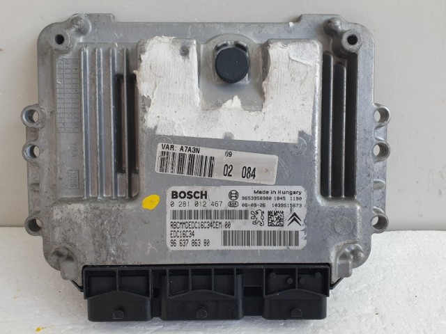 511359 Peugeot 207, Motorvezérlő, Ecu, 0281012467, 9663786380, Bosch.
