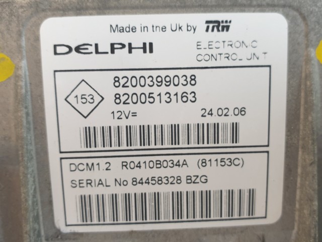 511386 Renault Clio 3, Motorvezérlő, 8200513163, 8200399038, Delphi.