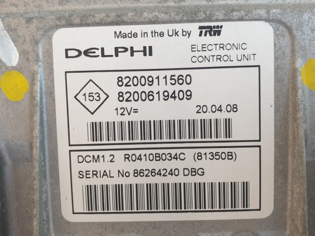511387 Renault Clio 3, Motorvezérlő, 8200619409, 8200911560, Delphi.