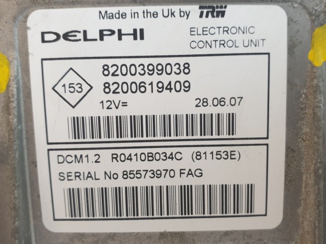 511389 Renault Scenic 2, Motorvezérlő, 8200619409, 8200399038, Delphi.