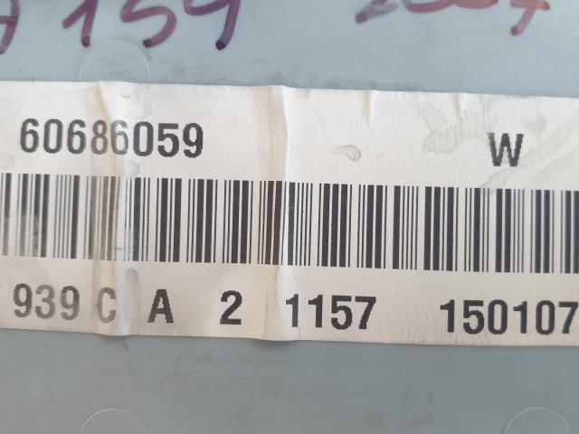 511418 Alfa Romeo 159, Belső Biztosítéktábla, 60686059. 2007.