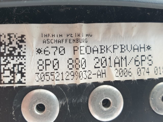 511260 Audi A3 8P, 2006, Kormánylégzsák, Légzsák, 4 Águ, 2 Csati.