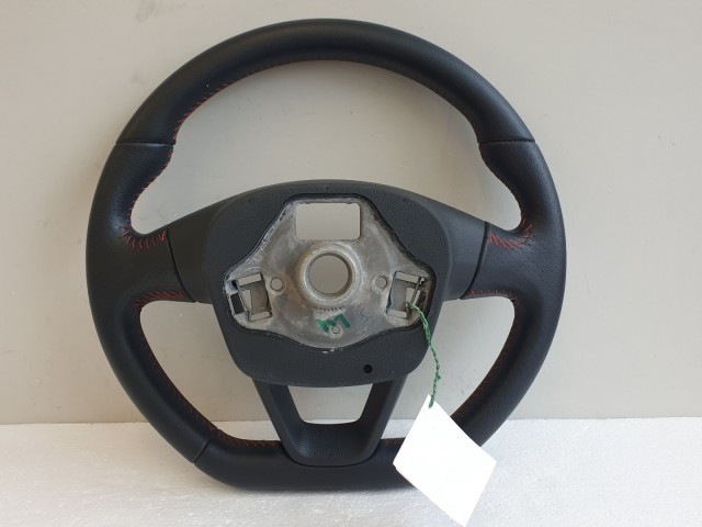 511518 Seat Leon 2016, Bőrkormány, Piros Cérna, Kormány, Multikormány.